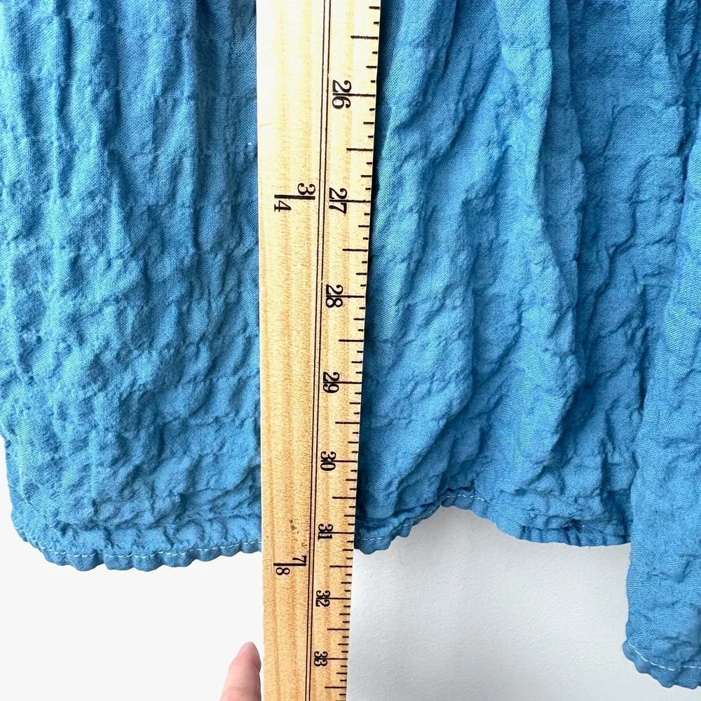 Sandy Liang Oversized Mini Shirt Dress XS Blue Crinkle Coquette Cottagecore Puff - Picture 8 of 10